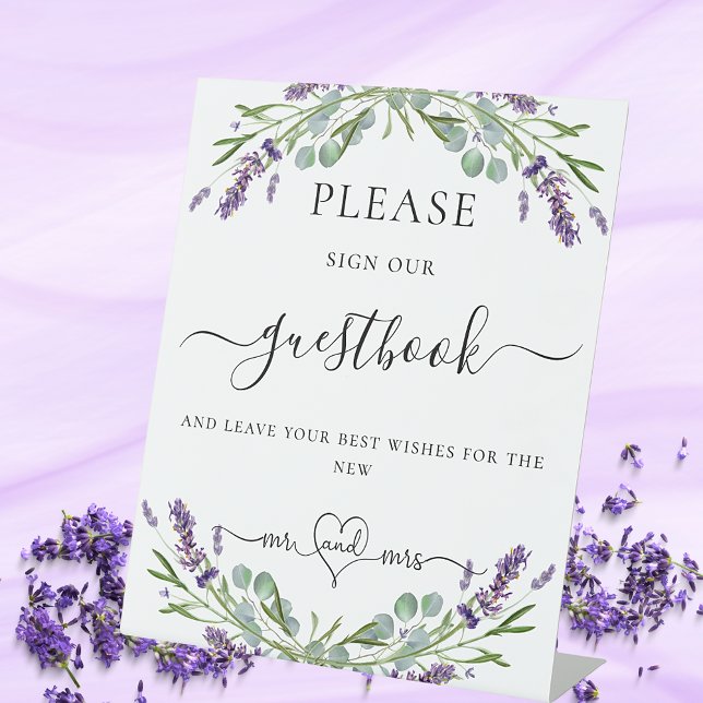 Guest book sign lavender violet floral eucalyptus (Creator Uploaded)