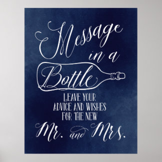 Guest Book sign - Message in a bottle - Navy