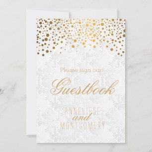 Guest Book Sign - Stylish Gold Confetti