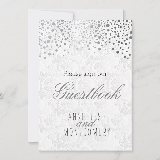 Guest Book Sign - Stylish Silver Confetti (Front)