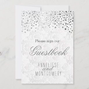 Guest Book Sign - Stylish Silver Confetti