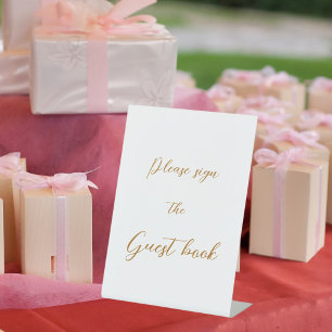 Guest book sign wedding gold script