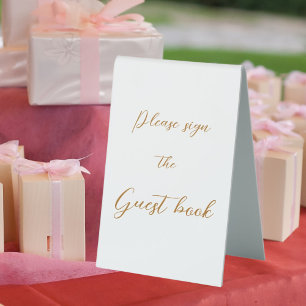 Guest book sign wedding gold script