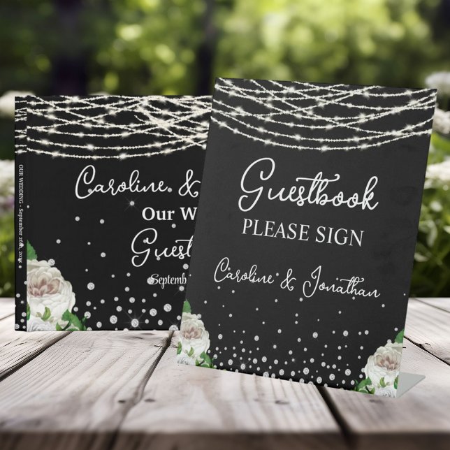 Guest Book Signing Black Sign Strings Lights (Creator Uploaded)