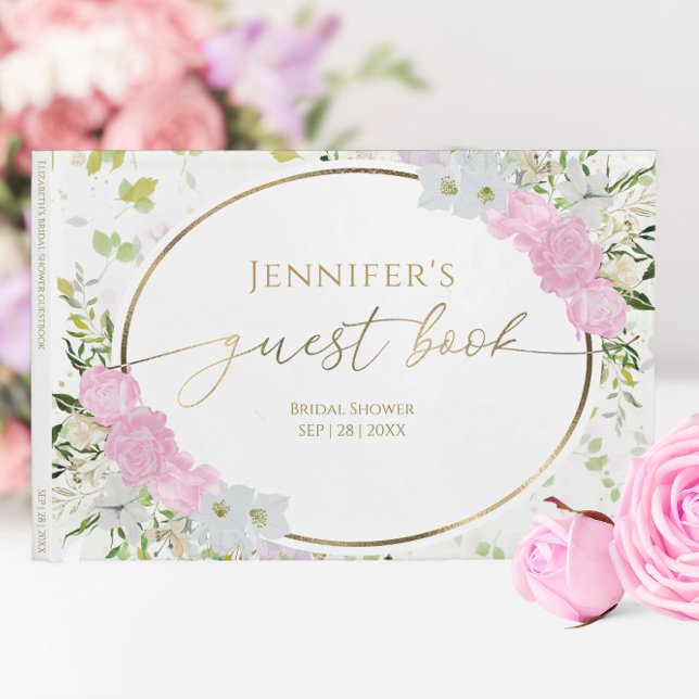 Guest Book Spring Bridal Shower Gilded Wildflower (Creator Uploaded)