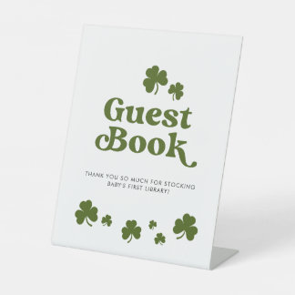 Guest Book St. Patrick's Day Green Shamrock Pedestal Sign