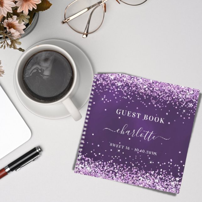 Guest book Sweet 16 purple glitter name (Creator Uploaded)
