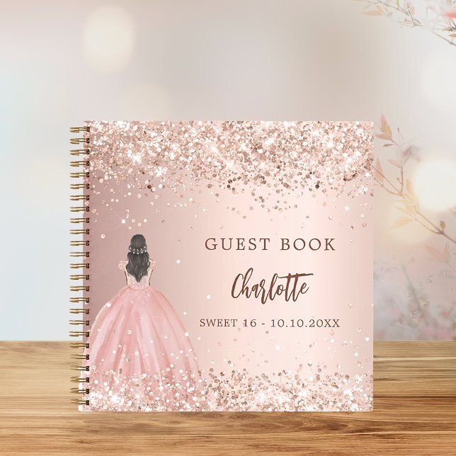 Guest book Sweet 16 rose gold dress confetti (Creator Uploaded)