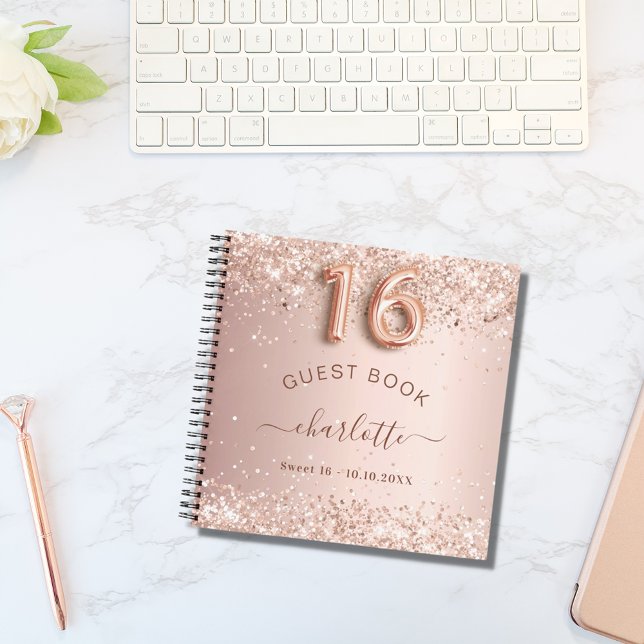 Guest book Sweet 16 rose gold glitter blush (Creator Uploaded)