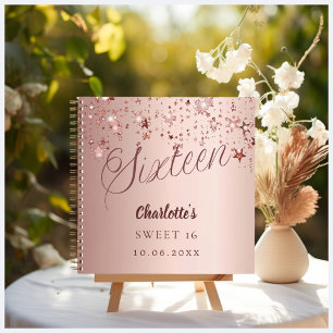 Guest book Sweet 16 rose gold stars