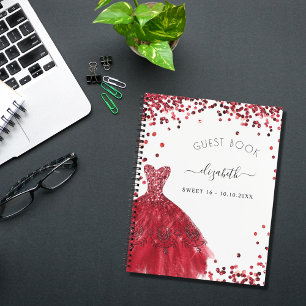 Guest book Sweet 16 white red dress