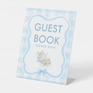 Guest Book Tea Party Blue Shower Table Sign