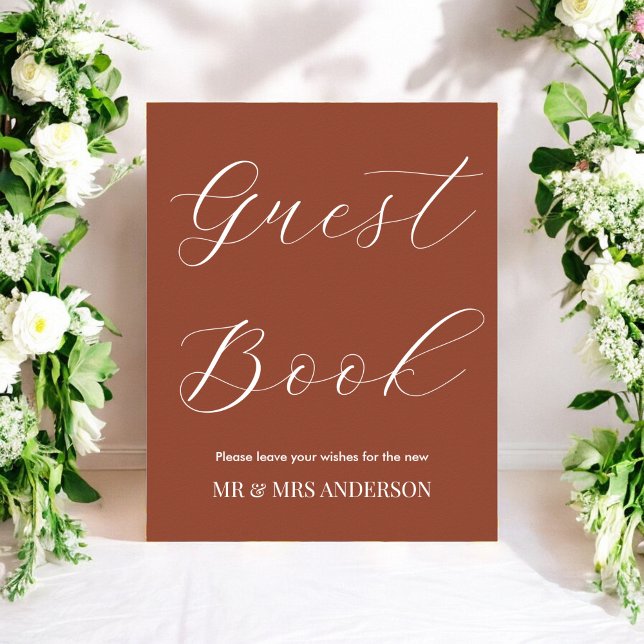 Guest Book Terracotta Burnt Orange Wedding Poster (Creator Uploaded)