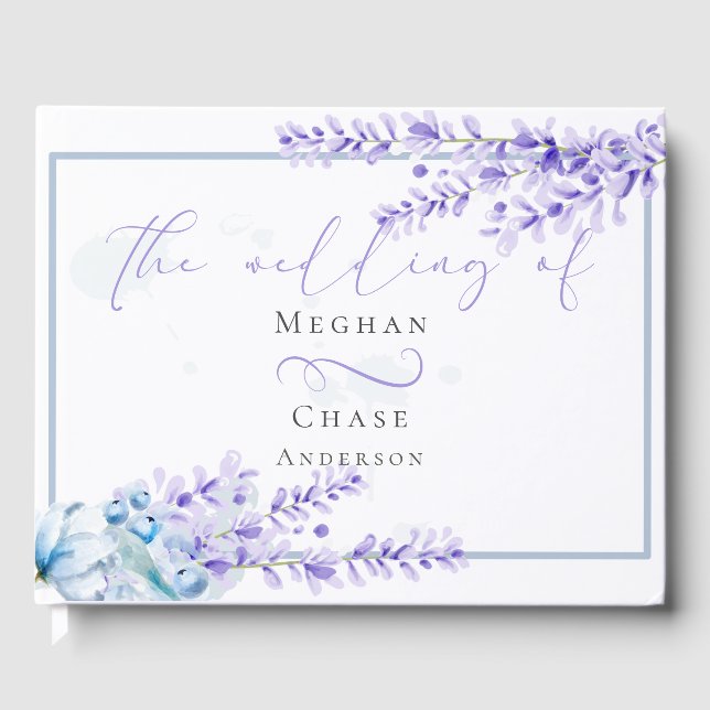 Guest Book | Watercolor Lavender - Dusty Blue (Front)