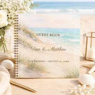 Guest Book Wedding Beach Hearts Sand Monogrammed