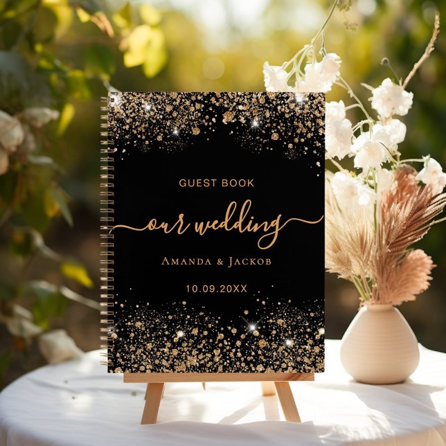 Guest book wedding black gold glitter (Creator Uploaded)