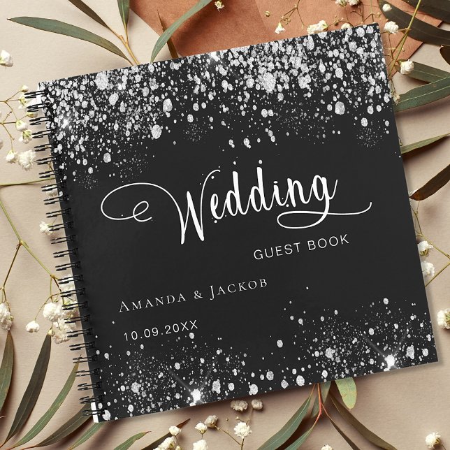 Guest book wedding black silver names (Creator Uploaded)