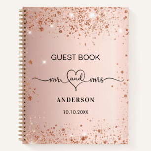 Guest book wedding blush rose gold  mr mrs