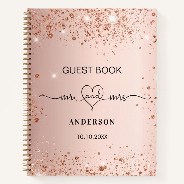 Guest book wedding blush rose gold  mr mrs (Front)