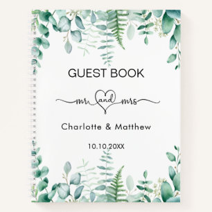 Guest book wedding eucalyptus greenery mr mrs