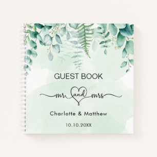 Guest book wedding eucalyptus greenery mr mrs