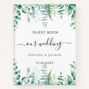 Guest book wedding eucalyptus greenery woodland