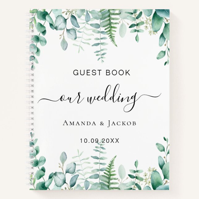 Guest book wedding eucalyptus greenery woodland (Front)