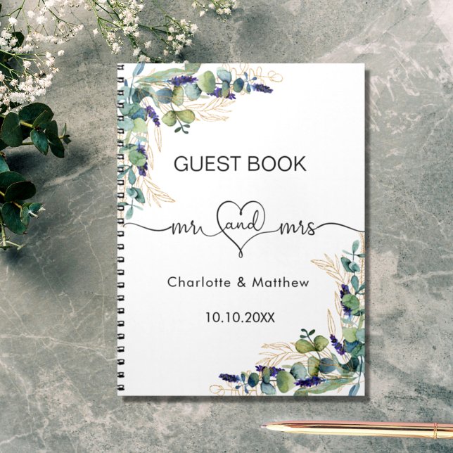 Guest book wedding eucalyptus mr mrs heart budget (Creator Uploaded)