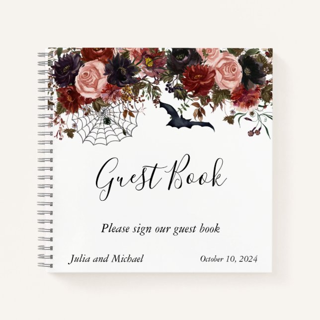 Guest Book Wedding Halloween Autumn Floral (Front)