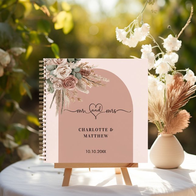 Guest book wedding mr mrs heart pink arch taupe (Creator Uploaded)