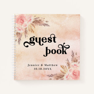 Guest book wedding pampas grass blush pink