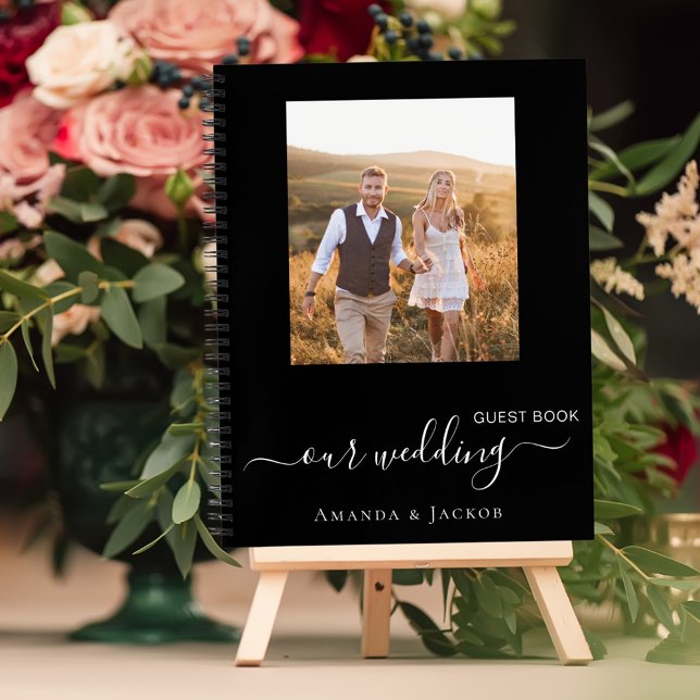 Guest book wedding photo black white modern (Creator Uploaded)