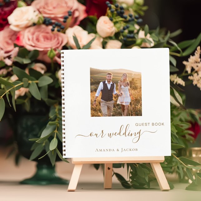 Guest book wedding photo white gold modern (Creator Uploaded)