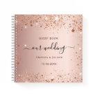 Guest book wedding rose gold glitter names