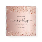 Guest book wedding rose gold glitter names