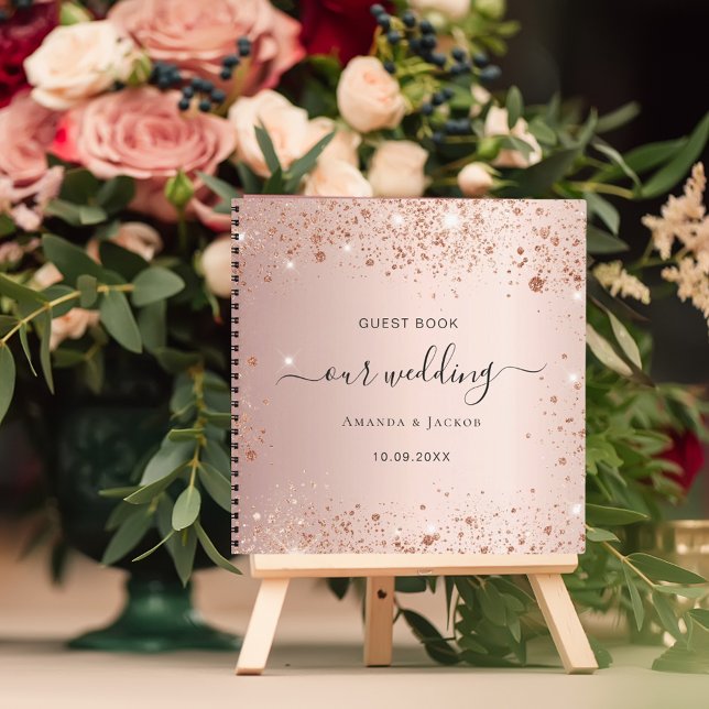Guest book wedding rose gold glitter names (Creator Uploaded)