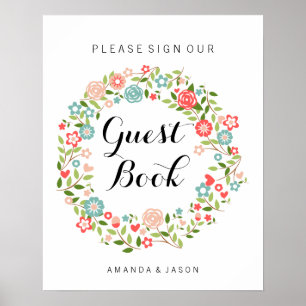 Guest Book wedding sign   Floral   bothanical