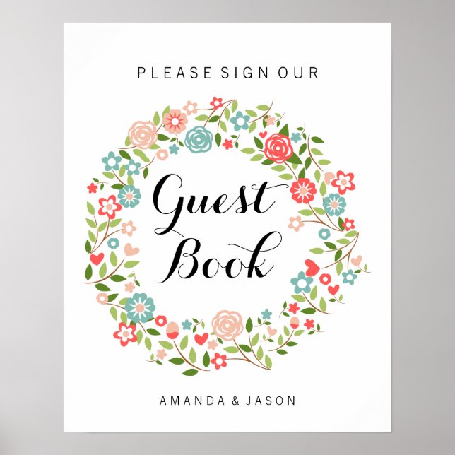 Guest Book wedding sign | Floral | bothanical (Front)