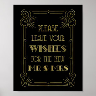 Guest Book Wedding Sign Gold Black 1920s