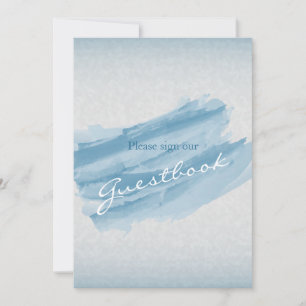 Guest Book Wedding Sign - Modern Blue Watercolor