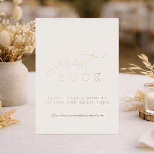 Guest Book Wedding Sign Real Gold Foil