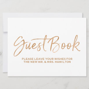 Guest Book Wedding Sign   Stylish Gold Rose