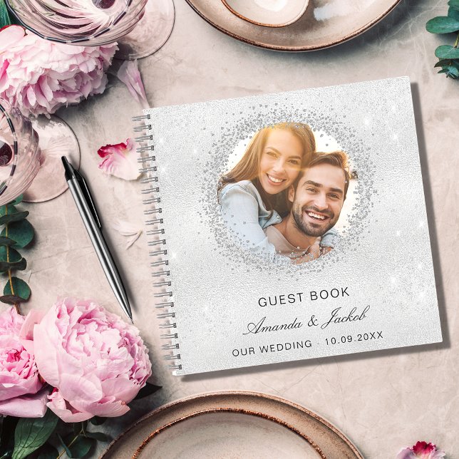 Guest book wedding silver glitter photo (Creator Uploaded)