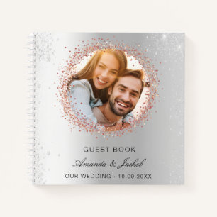 Guest book wedding silver rose gold glitter photo