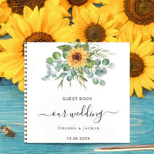 Guest book wedding sunflowers eucalyptus