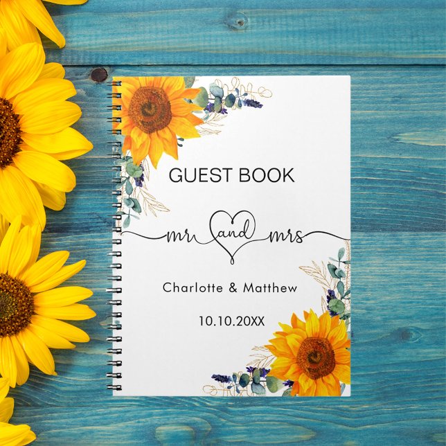 Guest book wedding sunflowers eucalyptus mr mrs (Creator Uploaded)
