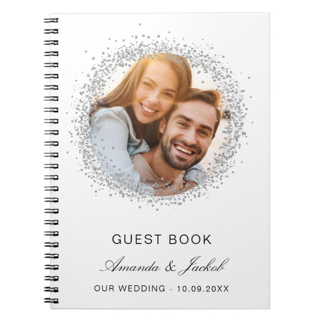 Guest book wedding white silver photo (Front)