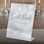 Guest Book Winter Wonderland Snowflakes Pedestal Sign<br><div class="desc">This elegant winter background guest book sign is perfect for all celebrations. Designed by Thisisnotme©</div>