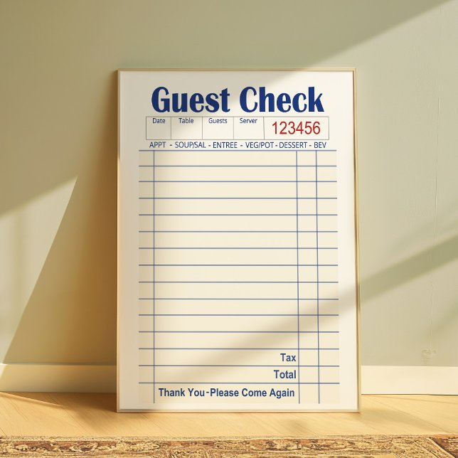 Guest Check art, Retro Diner Guest Check Poster (Creator Uploaded)