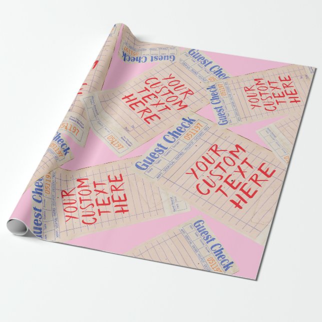 Guest Check Custom Personalized Gift Wrapping Paper (Unrolled)
